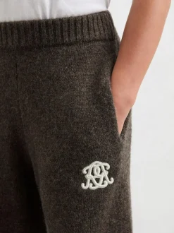 Reiss Chocolate Brown Blake 3-9 yrs Monogram Relaxed Wool-Blend Joggers Unisex Fit New