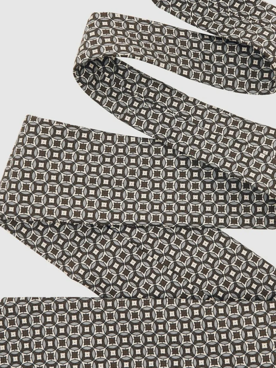 Reiss Chocolate Brown Multi Palmiro Silk Geometric-Print Tie Best