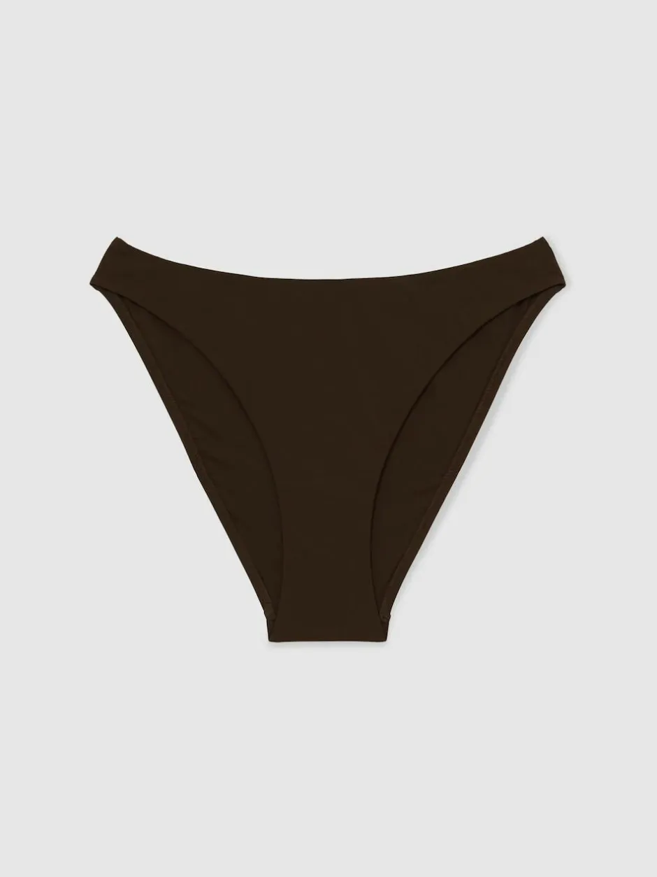 Reiss Carina Fixed Side Bikini Bottoms Chocolate