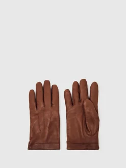 Reiss Monty Nappa Leather Gloves Cognac Discount