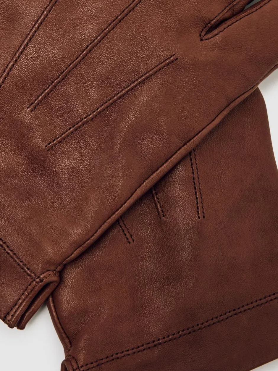 Reiss Monty Nappa Leather Gloves Cognac Discount
