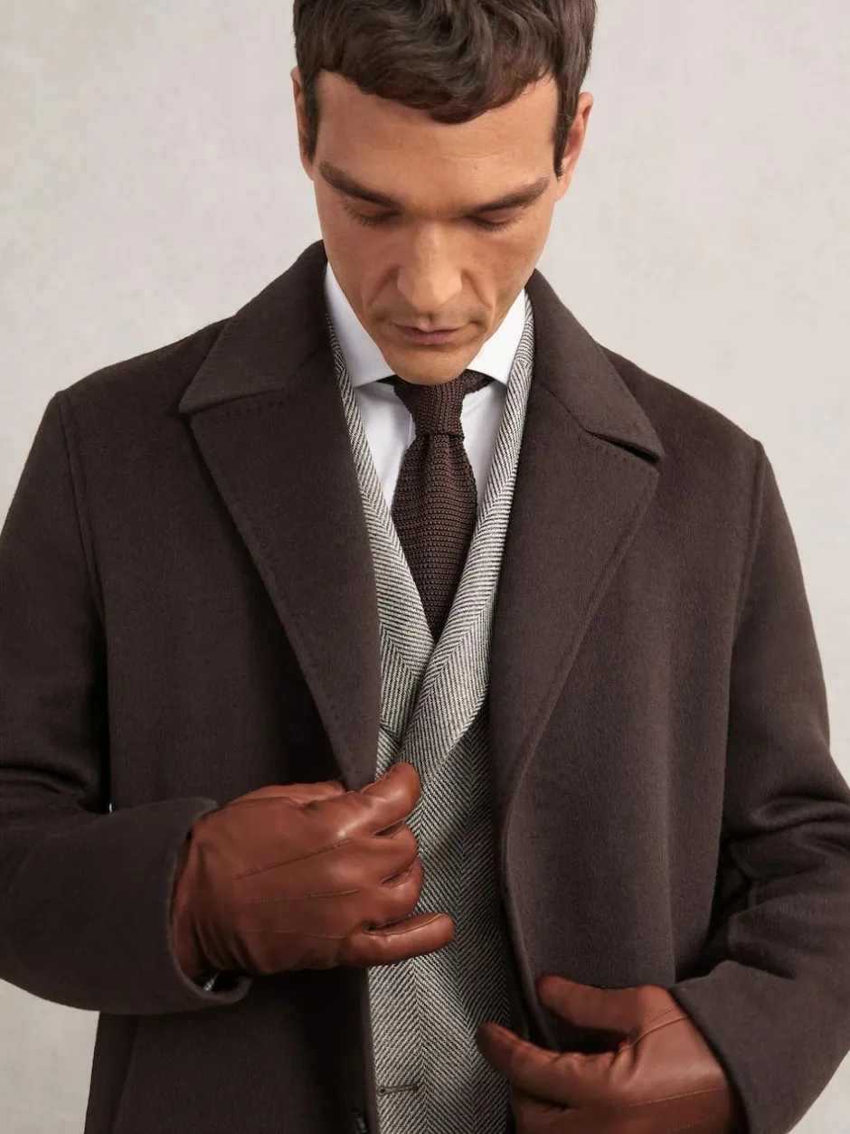 Reiss Monty Nappa Leather Gloves Cognac Discount