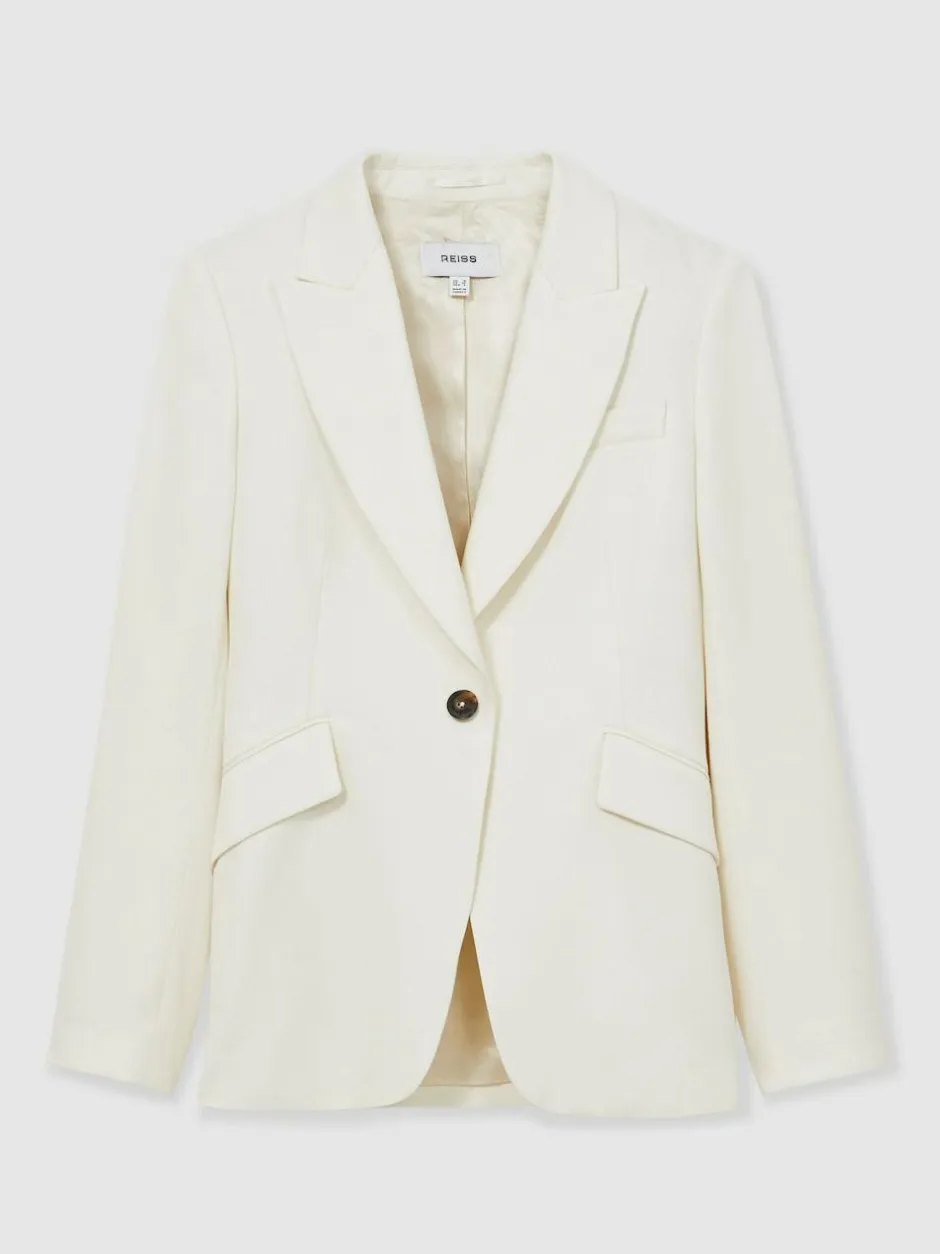 Reiss Cream Millie Single-Breasted Peak-Lapel Tailored Blazer Discount