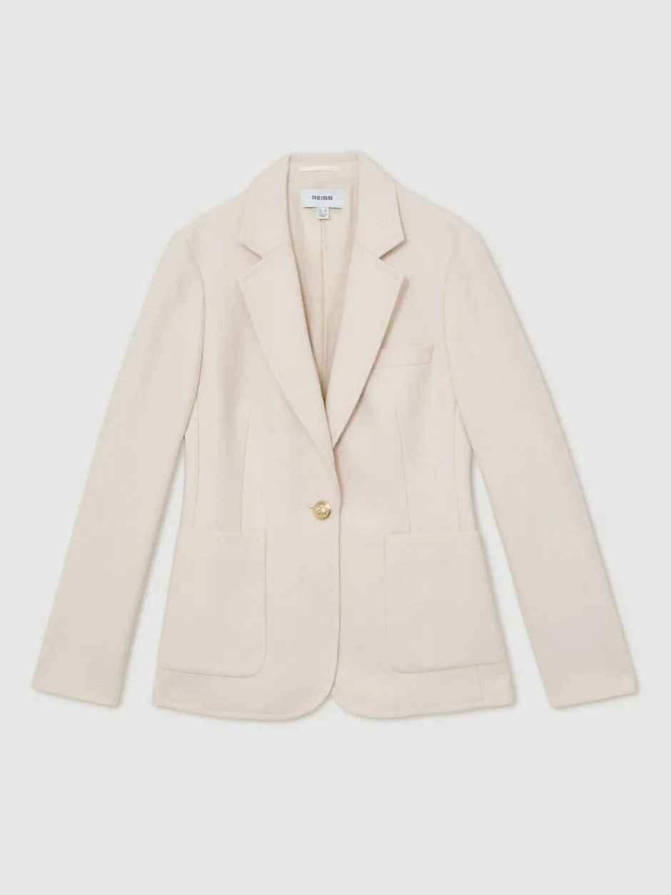 Reiss Cream Soren Wool-Blend Single-Breasted Blazer Hot