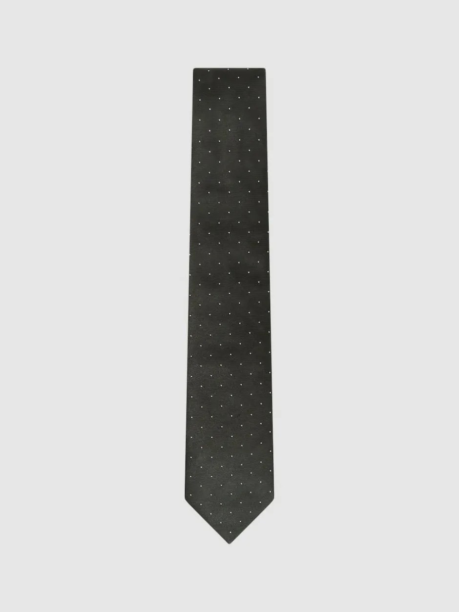 Reiss Dark Green Liam Polka Dot Silk Tie Outlet