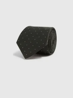 Reiss Dark Green Liam Polka Dot Silk Tie Outlet