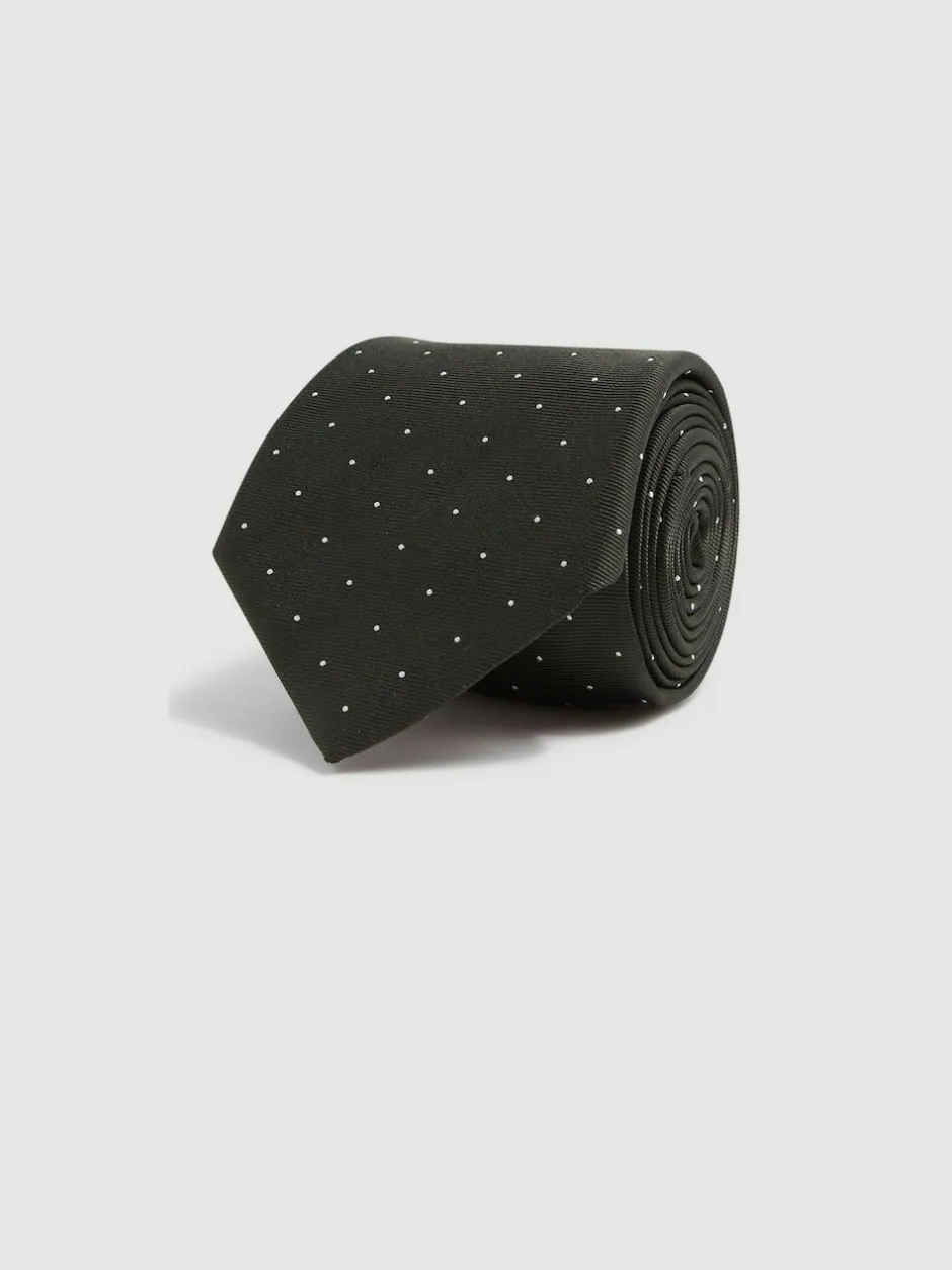 Reiss Dark Green Liam Polka Dot Silk Tie Outlet