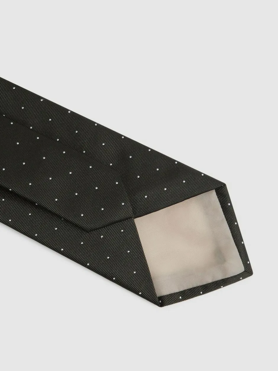 Reiss Dark Green Liam Polka Dot Silk Tie Outlet