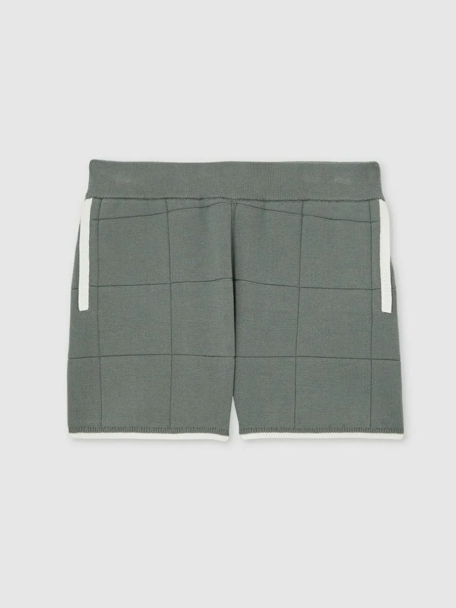 Reiss Barbor 3-9 yrs Tipped Knit Stitch-Detail Shorts Dark Sage Green Online