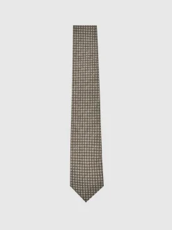 Reiss Dark Sage Multi Nicolo Micro-Square Print Tie With Wool Hot