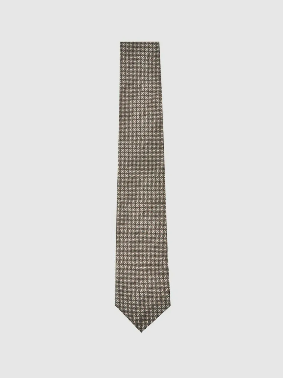 Reiss Dark Sage Multi Nicolo Micro-Square Print Tie With Wool Hot