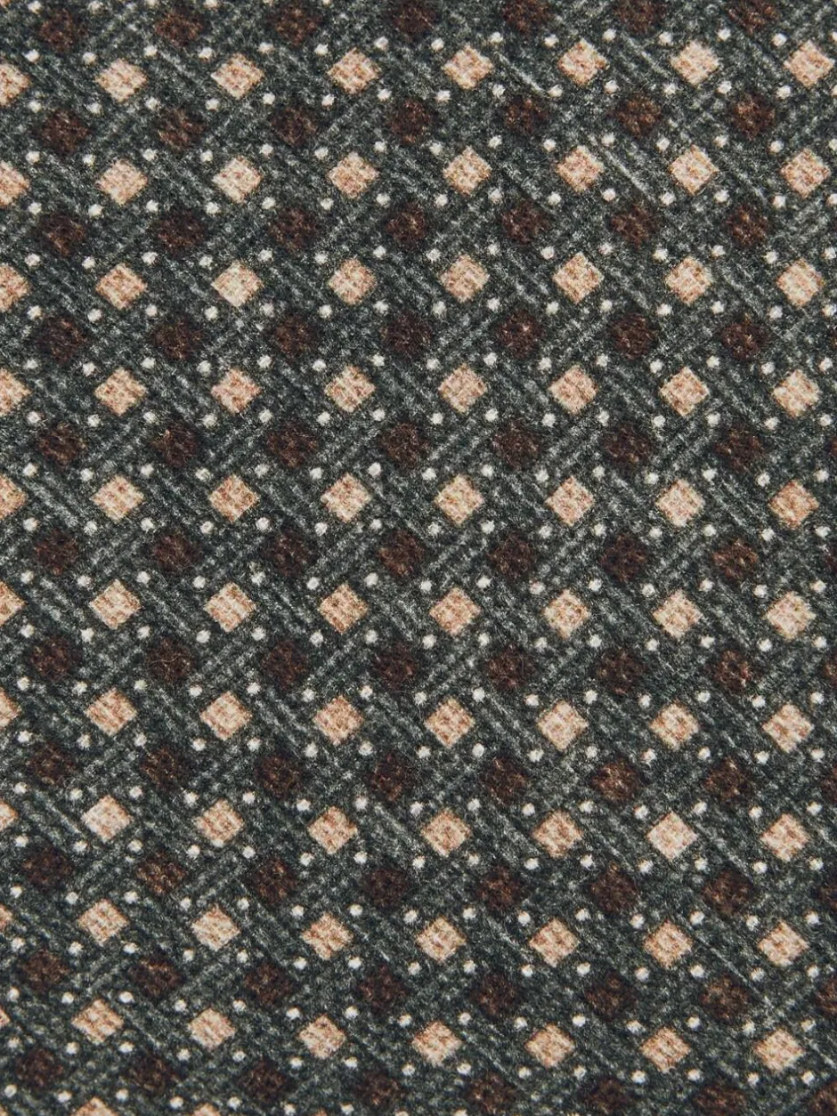 Reiss Dark Sage Multi Nicolo Micro-Square Print Tie With Wool Hot