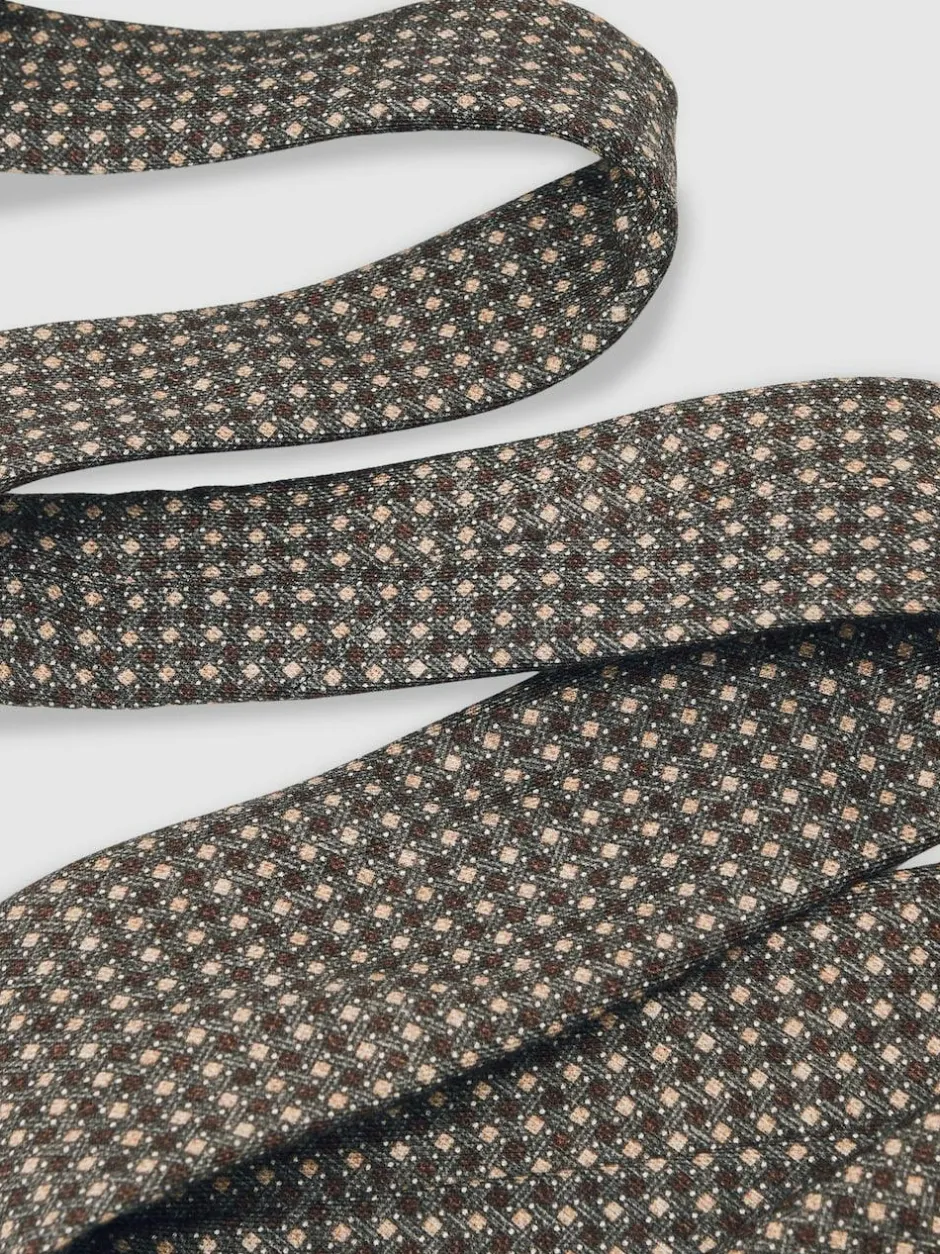 Reiss Dark Sage Multi Nicolo Micro-Square Print Tie With Wool Hot