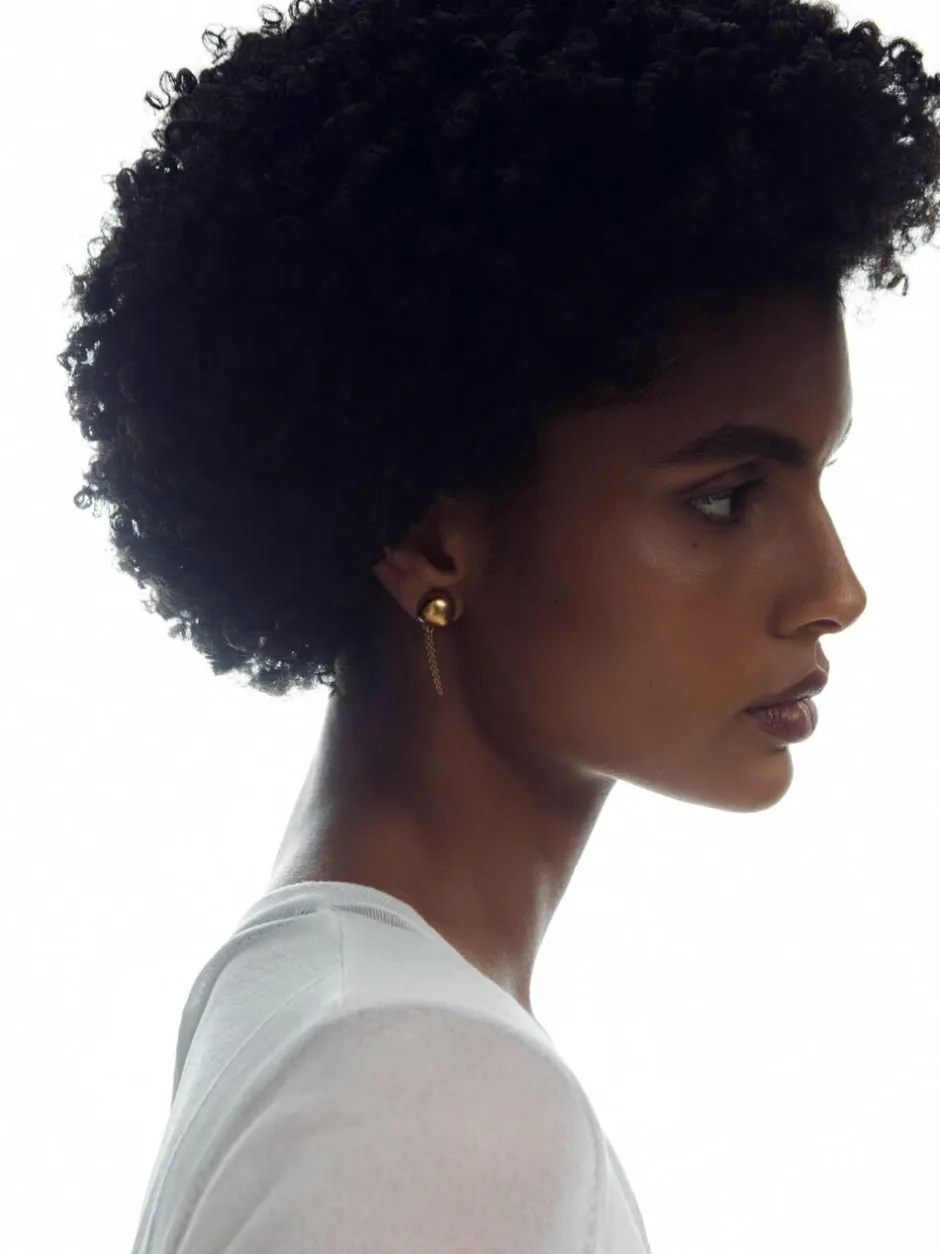 Reiss Gold Demi Double Stud Earrings Online