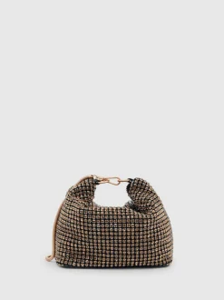 Reiss Leah Crystal Bracelet Pouch Bag Gold Discount