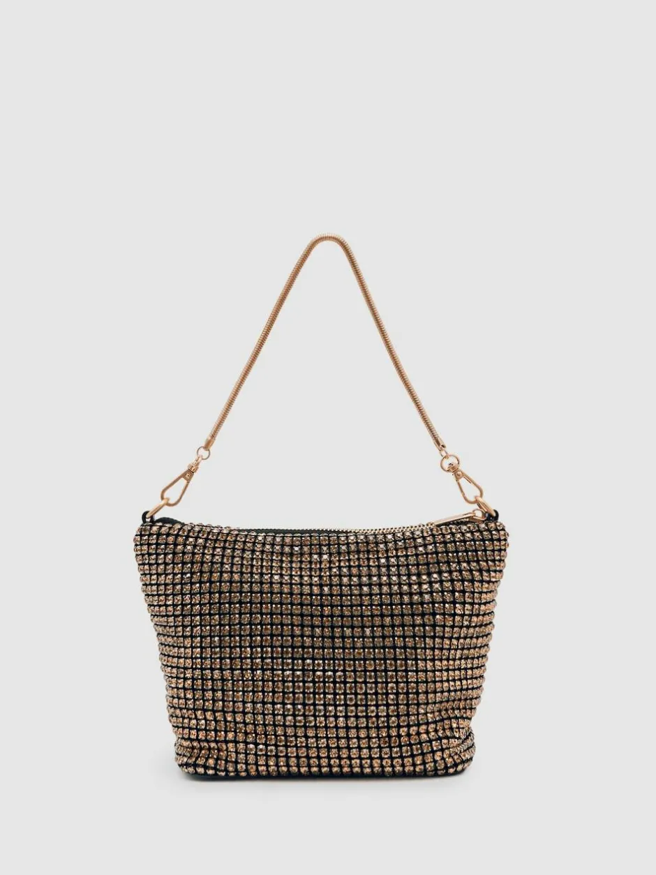 Reiss Leah Crystal Bracelet Pouch Bag Gold Discount