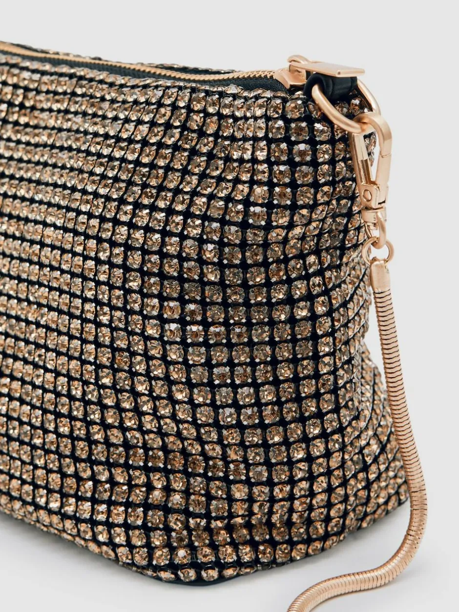 Reiss Leah Crystal Bracelet Pouch Bag Gold Discount