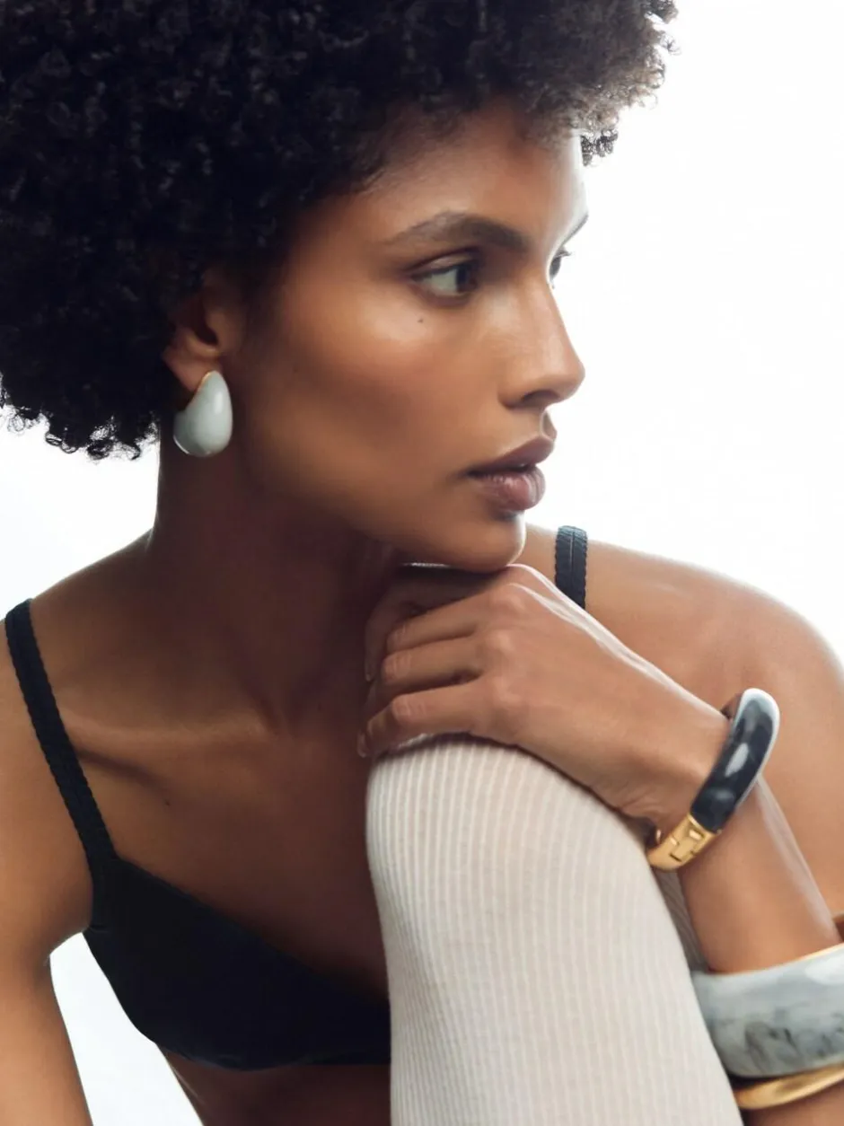 Reiss Gold Salma Tone Scoop Enamel Hinged Bangle Discount
