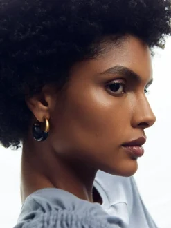 Reiss Gold Samira Tone Scoop Enamel Hoop Earrings Sale