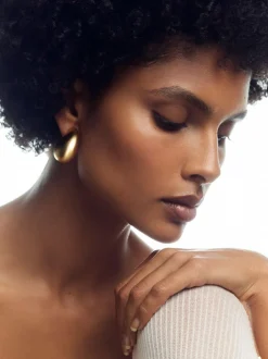Reiss Gold Tone Calla Curve Scoop Earrings Discount