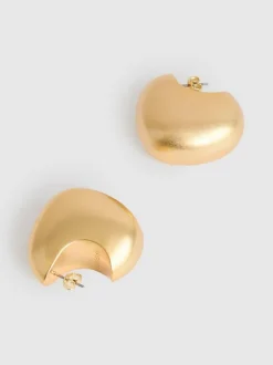 Reiss Gold Tone Calla Curve Scoop Earrings Discount