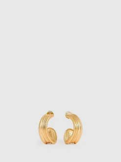 Reiss Gold Tone Flavia Fluid Hoop Earrings