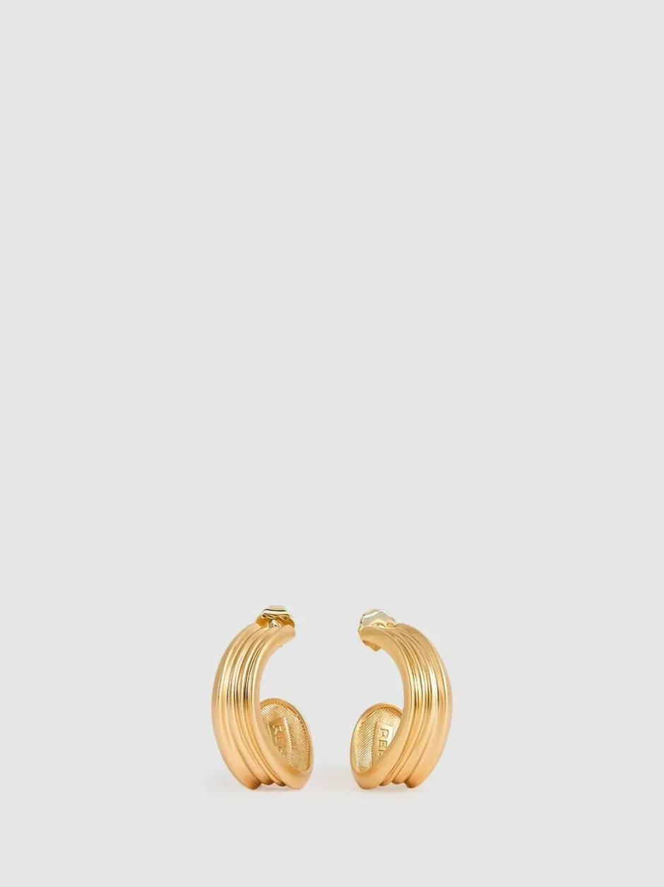 Reiss Gold Tone Flavia Fluid Hoop Earrings