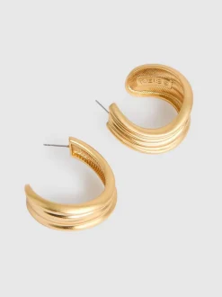 Reiss Gold Tone Flavia Fluid Hoop Earrings