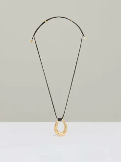 Reiss Gold Tone Momo Molten Link Pendant Necklace New