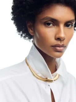 Reiss Gold Tone Poppy Polished Curve Choker