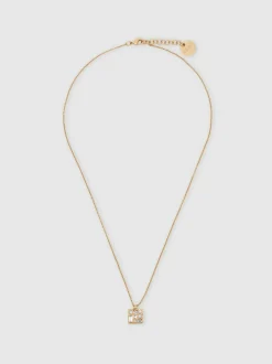 Reiss Gold Zoe Tone Square Pendant Necklace Clearance
