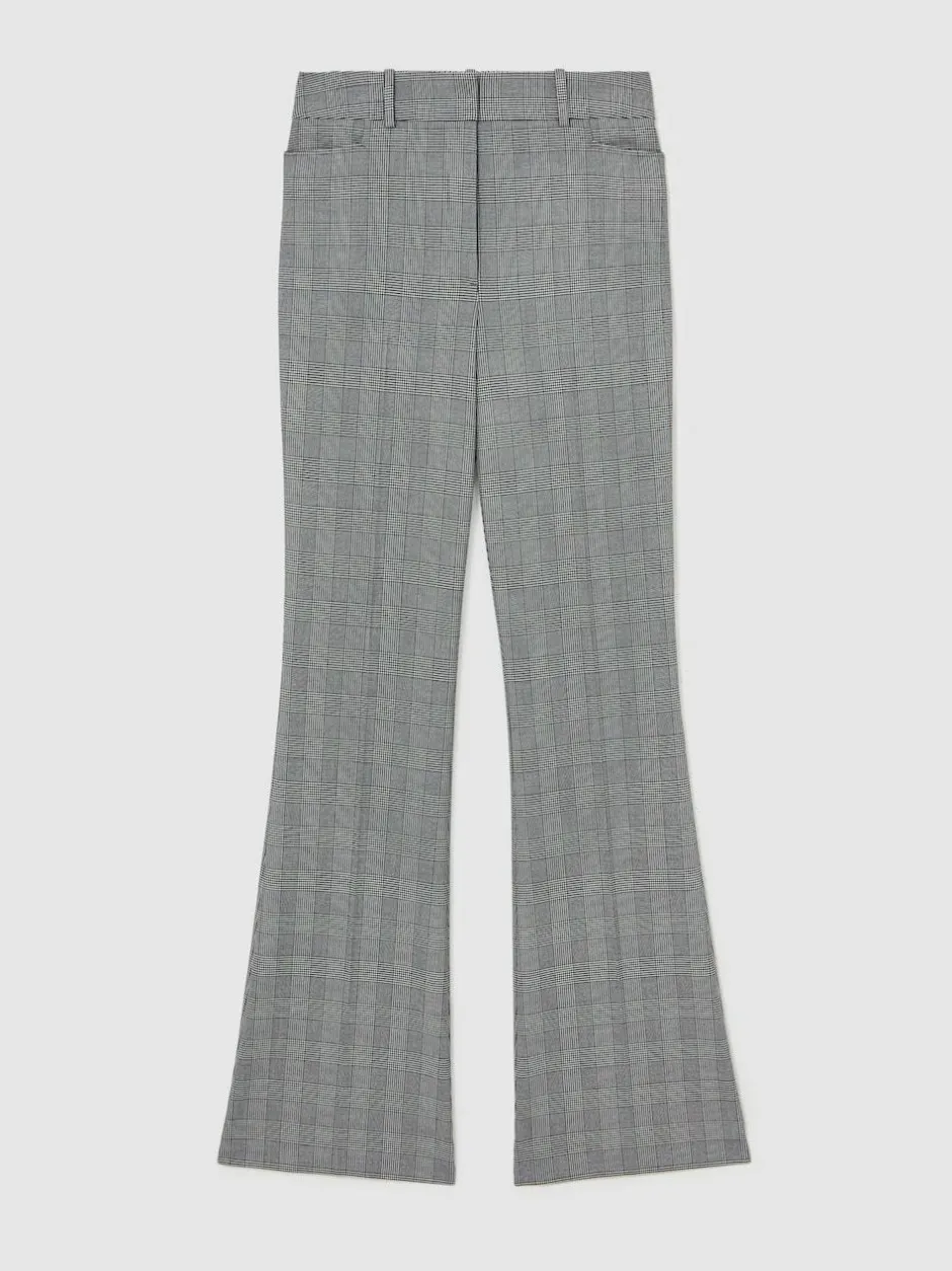 Reiss Grey Brooklyn Check Flared Suit Trousers Clearance