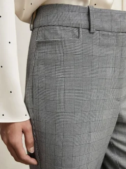 Reiss Grey Brooklyn Check Flared Suit Trousers Clearance