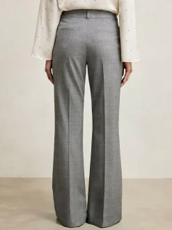Reiss Grey Brooklyn Check Flared Suit Trousers Clearance