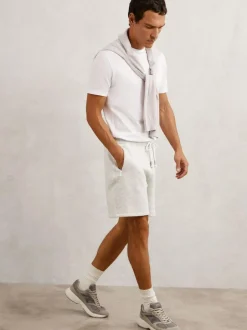 Reiss Dusk Cotton-Blend Drawstring Shorts Grey Online