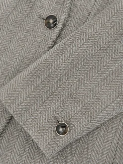 Reiss Grey Ember Herringbone Double-Breasted Blazer Wool-Cotton Discount