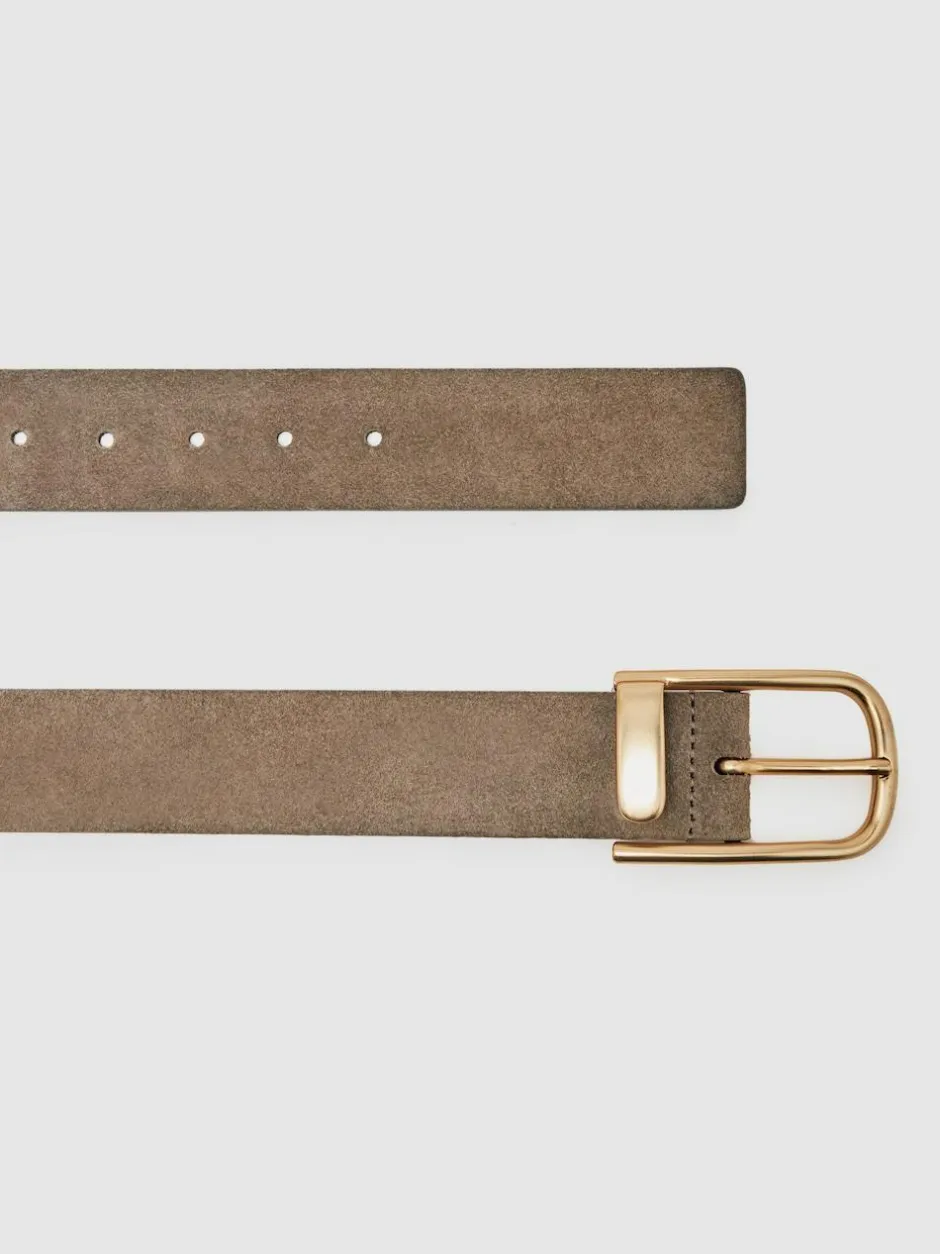 Reiss Iyla Suede Half Keeper Belt Grey Sale