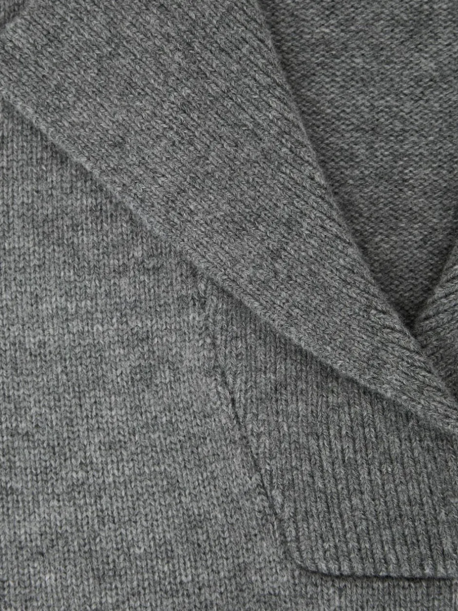 Reiss Flo Wool-Cashmere Collared Knit Jumper Grey Marl