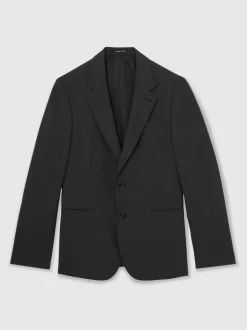 Reiss Promise Wool-Blend Single-Breasted Suit Blazer Tailored-Fit Grey Discount