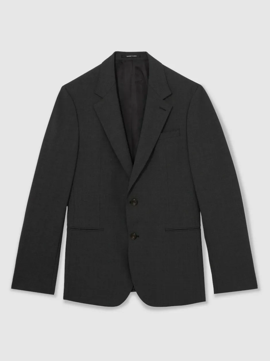 Reiss Promise Wool-Blend Single-Breasted Suit Blazer Tailored-Fit Grey Discount