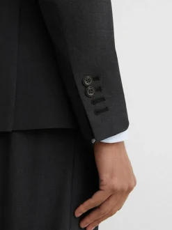 Reiss Promise Wool-Blend Single-Breasted Suit Blazer Tailored-Fit Grey Discount