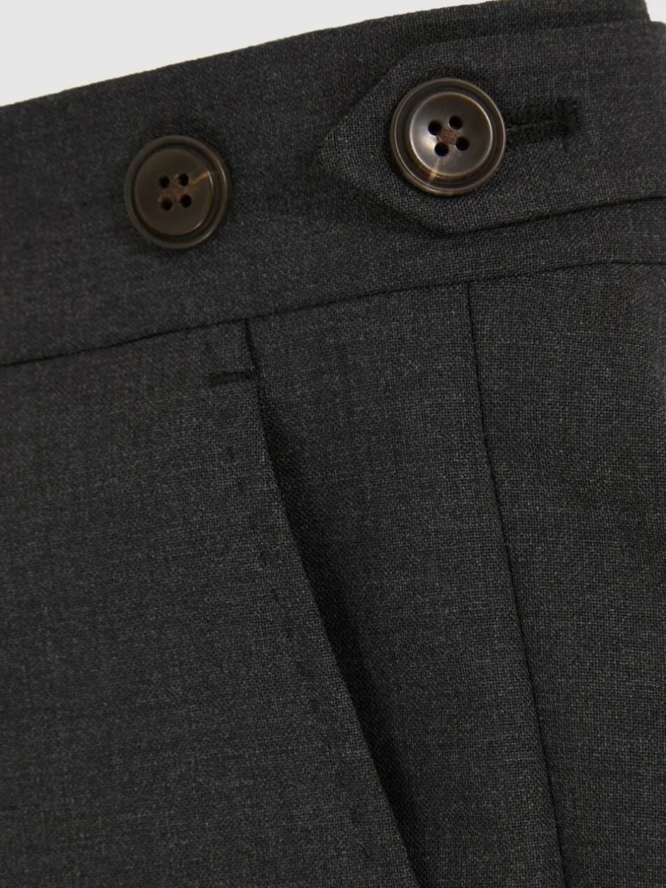 Reiss Promise Wool-Blend Tailored-Fit Suit Trousers Grey Sale