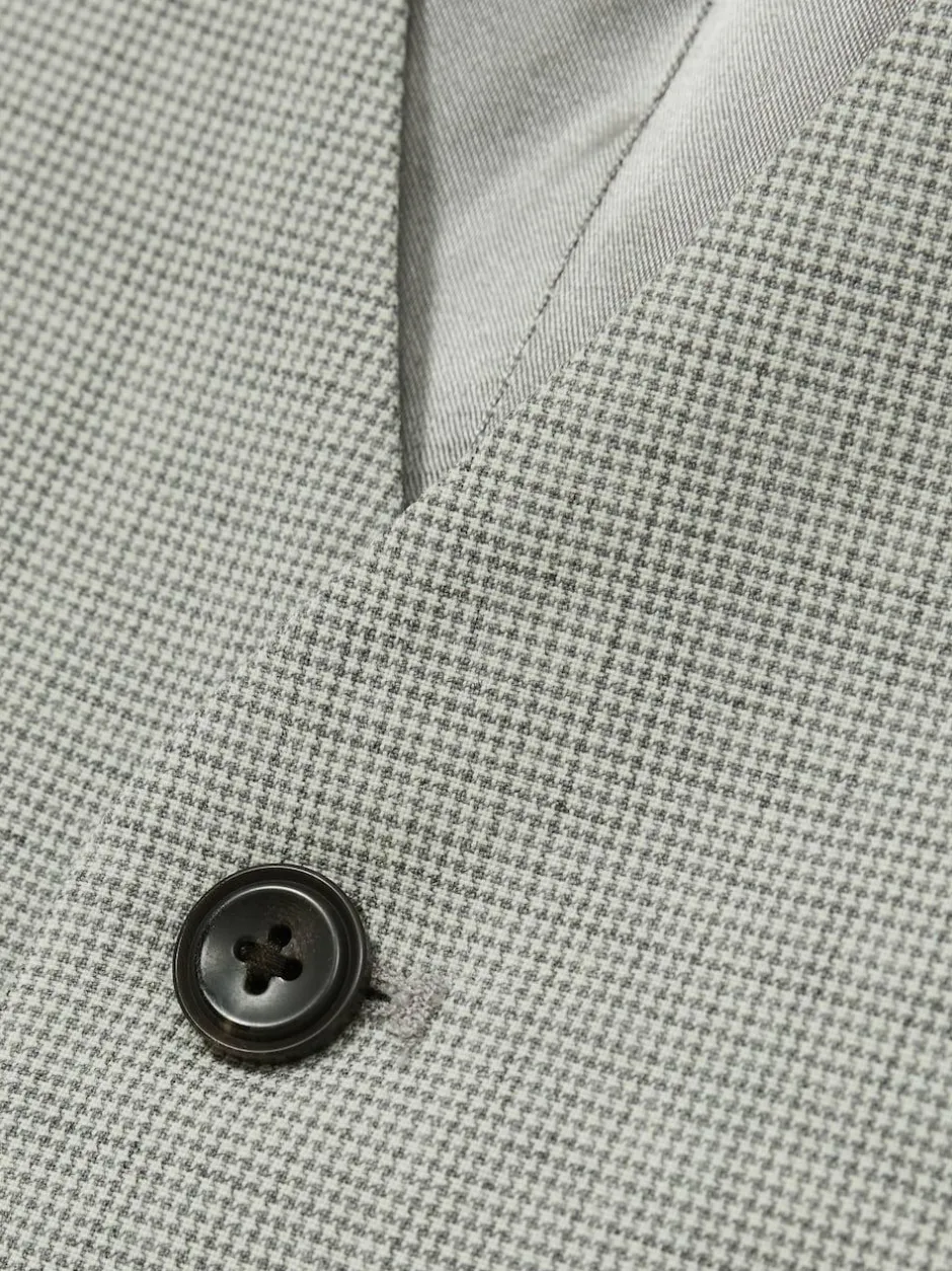 Reiss Grey Slice Puppytooth-Check Suit Waistcoat Wool-Blend Clearance