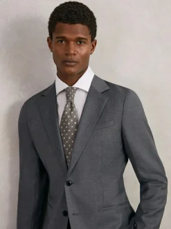 Reiss Tullio Wool-Silk Floral-Medallion Tie Grey New