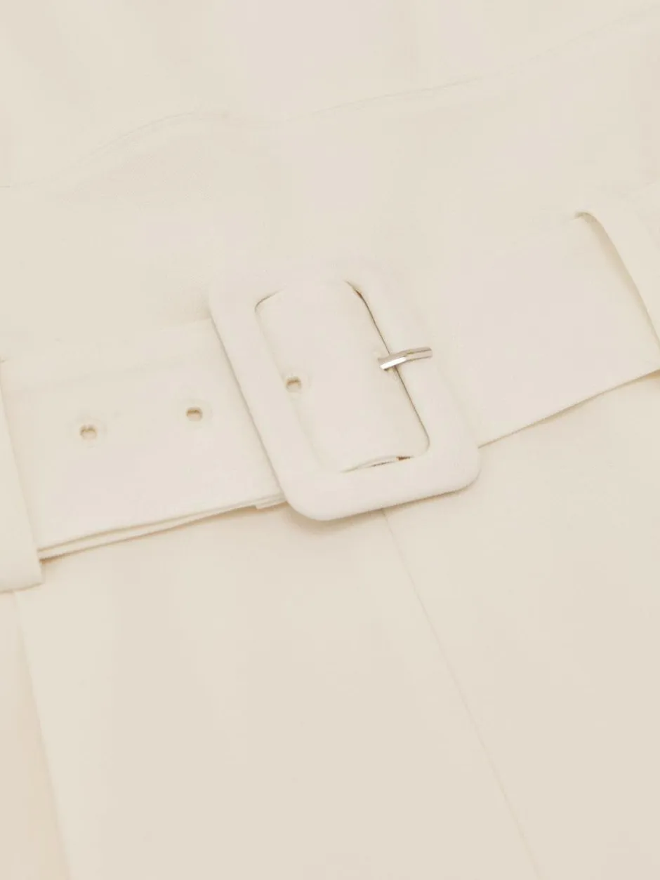 Reiss Ivory Alba Petite Sheer-Panel Wide-Leg Belted Jumpsuit