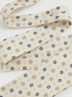 Reiss Cosimo Silk Floral-Medallion Tie Ivory New
