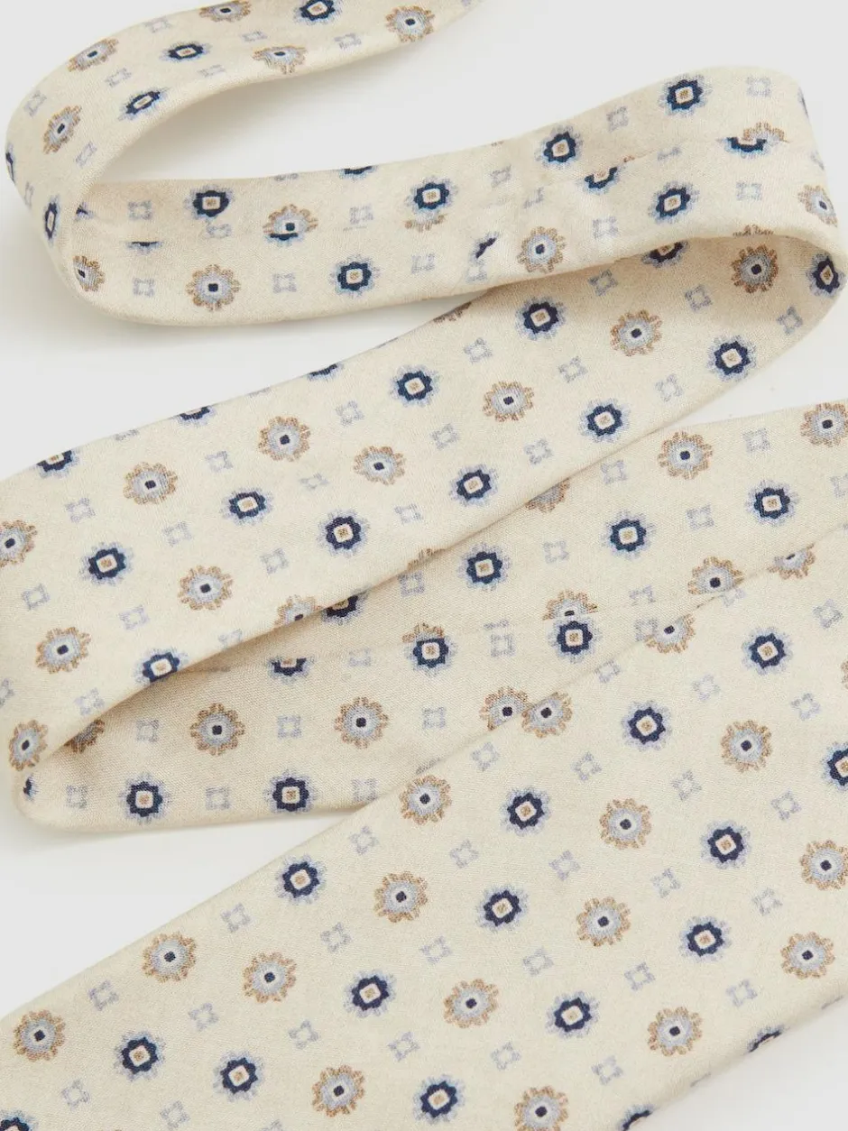 Reiss Cosimo Silk Floral-Medallion Tie Ivory New