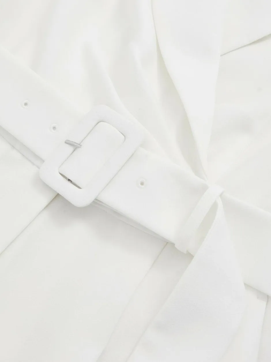 Reiss Ivory Flora Sheer-Sleeve Wide-Leg Tuxedo Jumpsuit Clearance