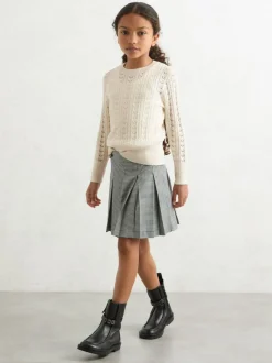 Reiss Ivory Lydia 3-9 yrs Wool-Cotton Pointelle Jumper Best