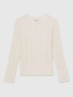 Reiss Ivory Lydia 3-9 yrs Wool-Cotton Pointelle Jumper Best